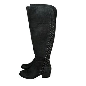 Vince Camuto‎ Black Over Knee Riding Boots Size 7.5 Bolina Pebbeled Leather